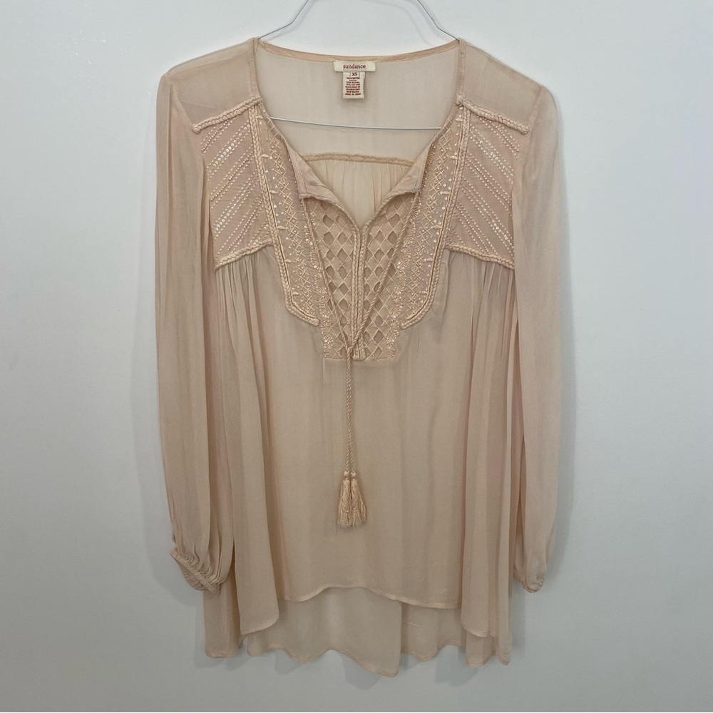 Sundance Flowy & Sheer Cream Top XS
